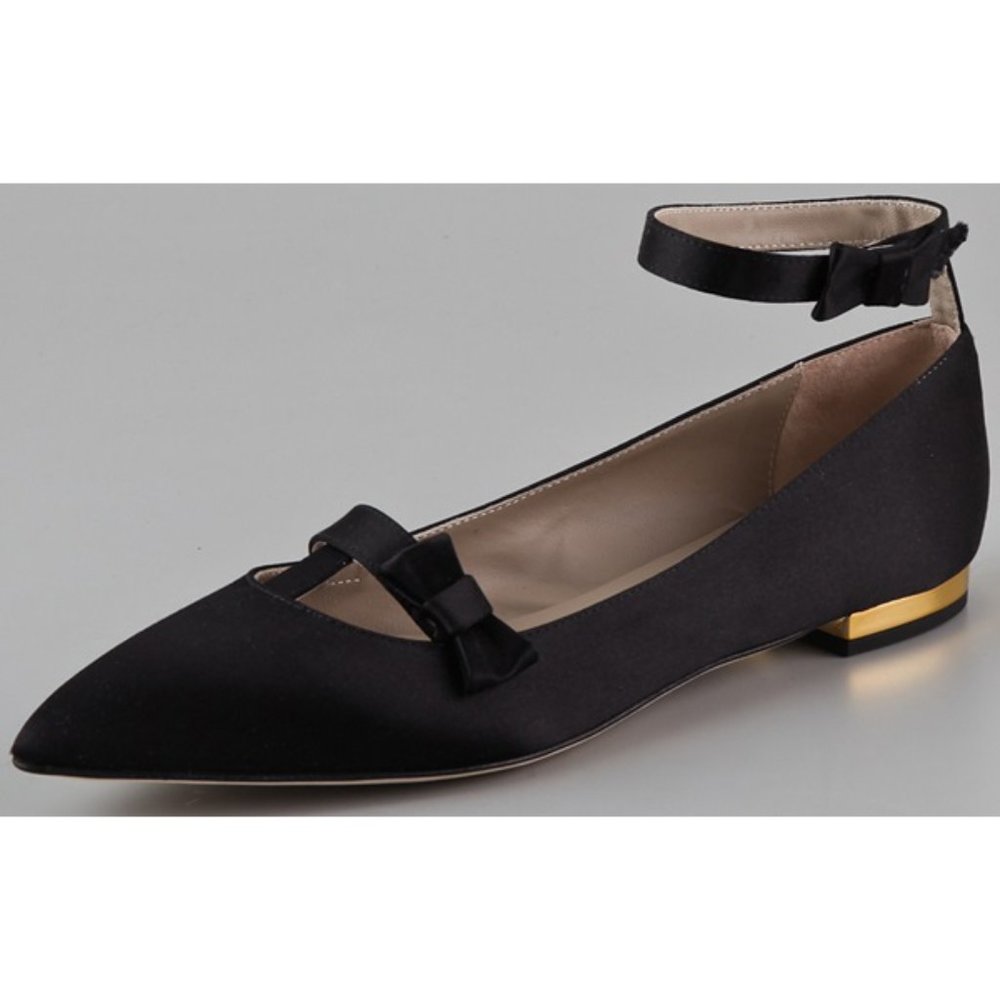 Tibi Satin Bow Ballet Flats Size 36.5